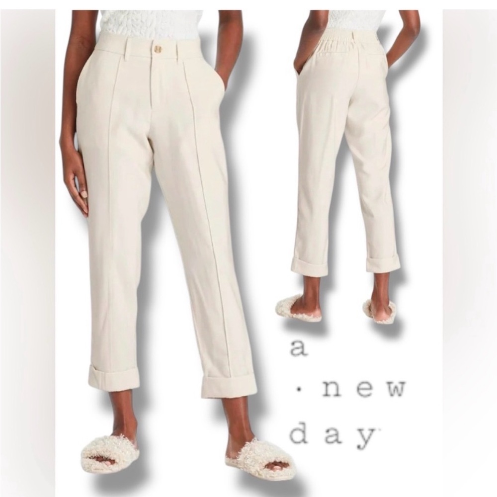 A NEW DAY Womens High Rise Slim
Straight Leg Pintuck Ankle Pants A New Day Cream